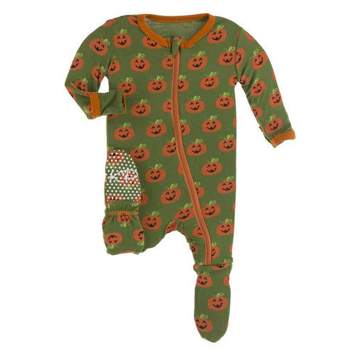 FOOTIE WITH ZIPPER - MOSS main image 0
