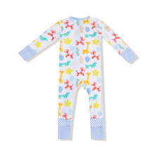 Load image into Gallery viewer, Balloon Animals Blue - 2 Way Zipper Romper
