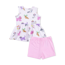 Load image into Gallery viewer, Fancy Dogs Peplum Tank Top and Bike Short

