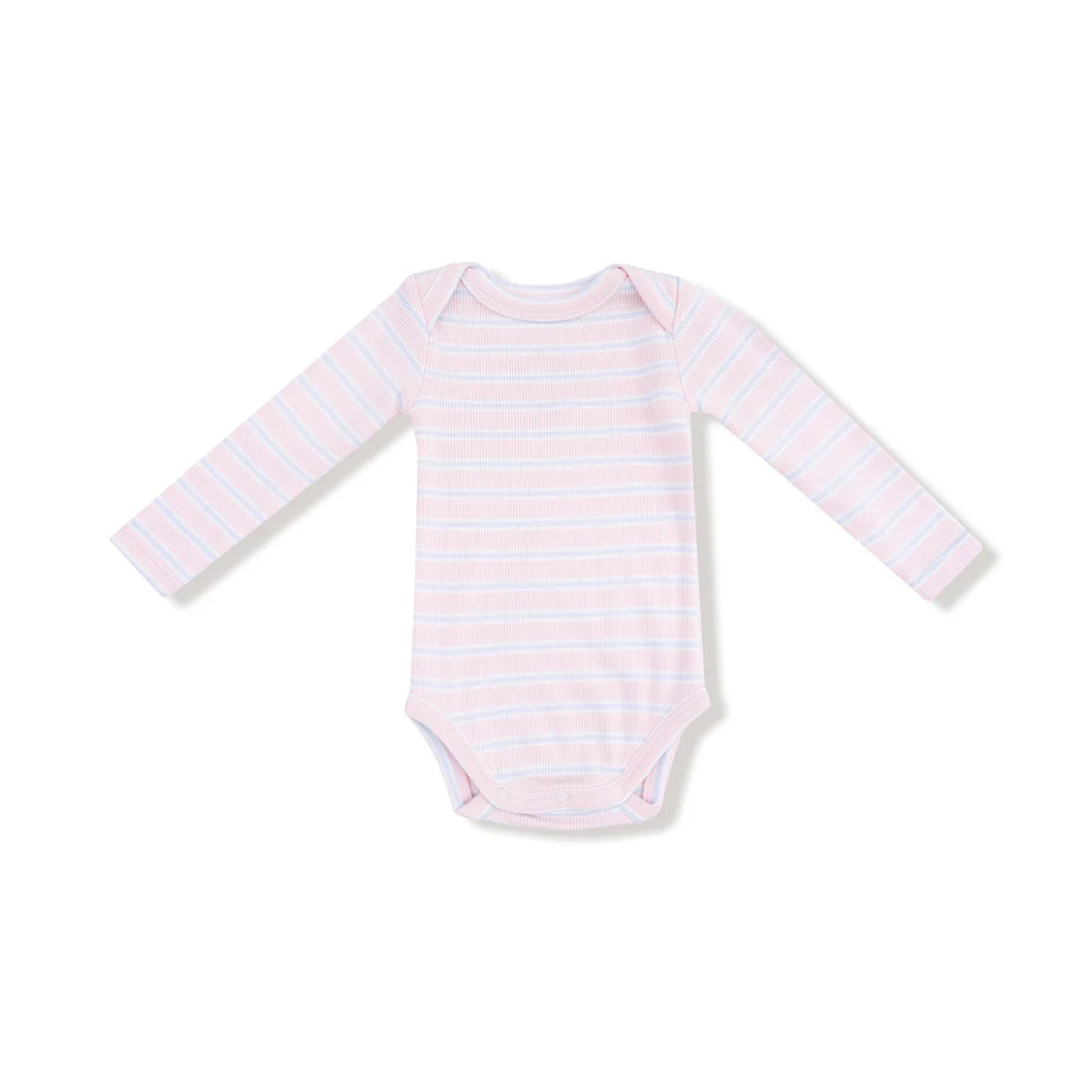 Multi Stripe Pink Lap Shoulder Bodysuit