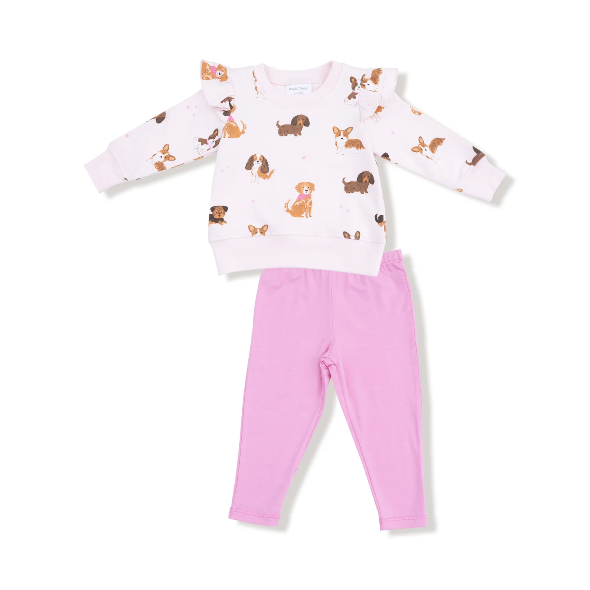 Best Friend Dogs Pink Ruffle Sweatshirt and Legging