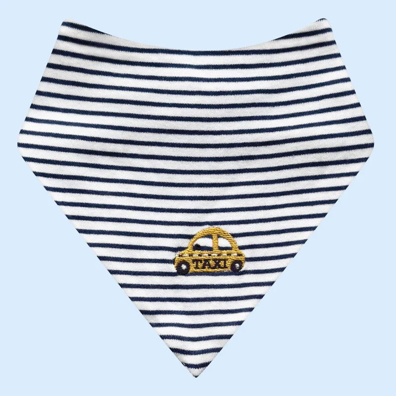 Baby Bib with Taxi Cab Embroidery