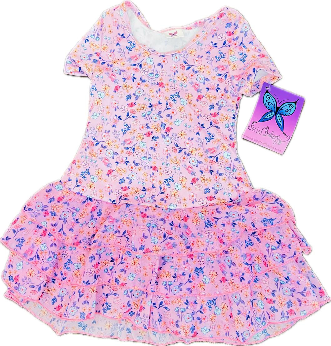 Ditsy Ruffle Chiffon Dress