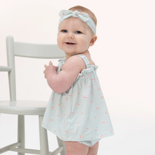 Load image into Gallery viewer, Tiny Cherry Stripe Top with Bows and Ruffle Bloomer
