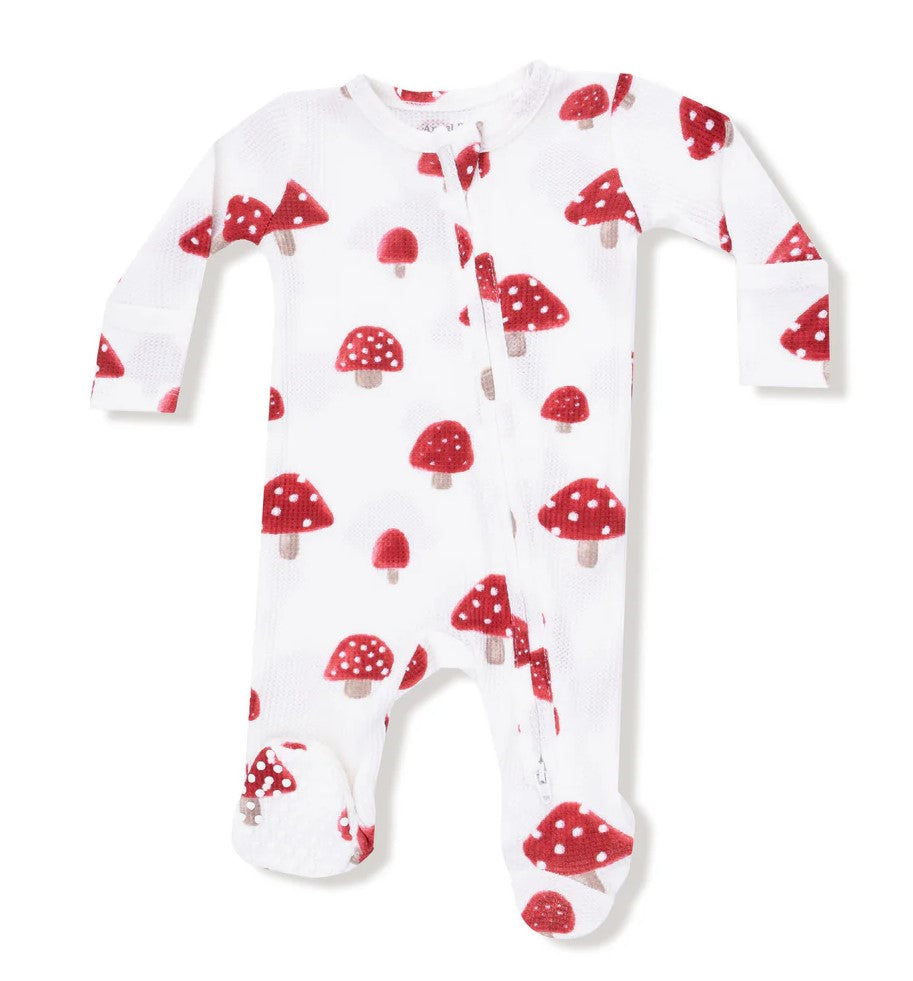 Painterly Mushrooms 2 Way Zipper Footie
