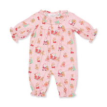 Load image into Gallery viewer, Vintage Santa Pink Ruffle Collar Romper
