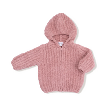 Load image into Gallery viewer, Chenille Hooded Jacket with Striped Texture
