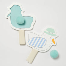 Load image into Gallery viewer, Sammy the Seagull Blue Strip Velcro Beach Bats
