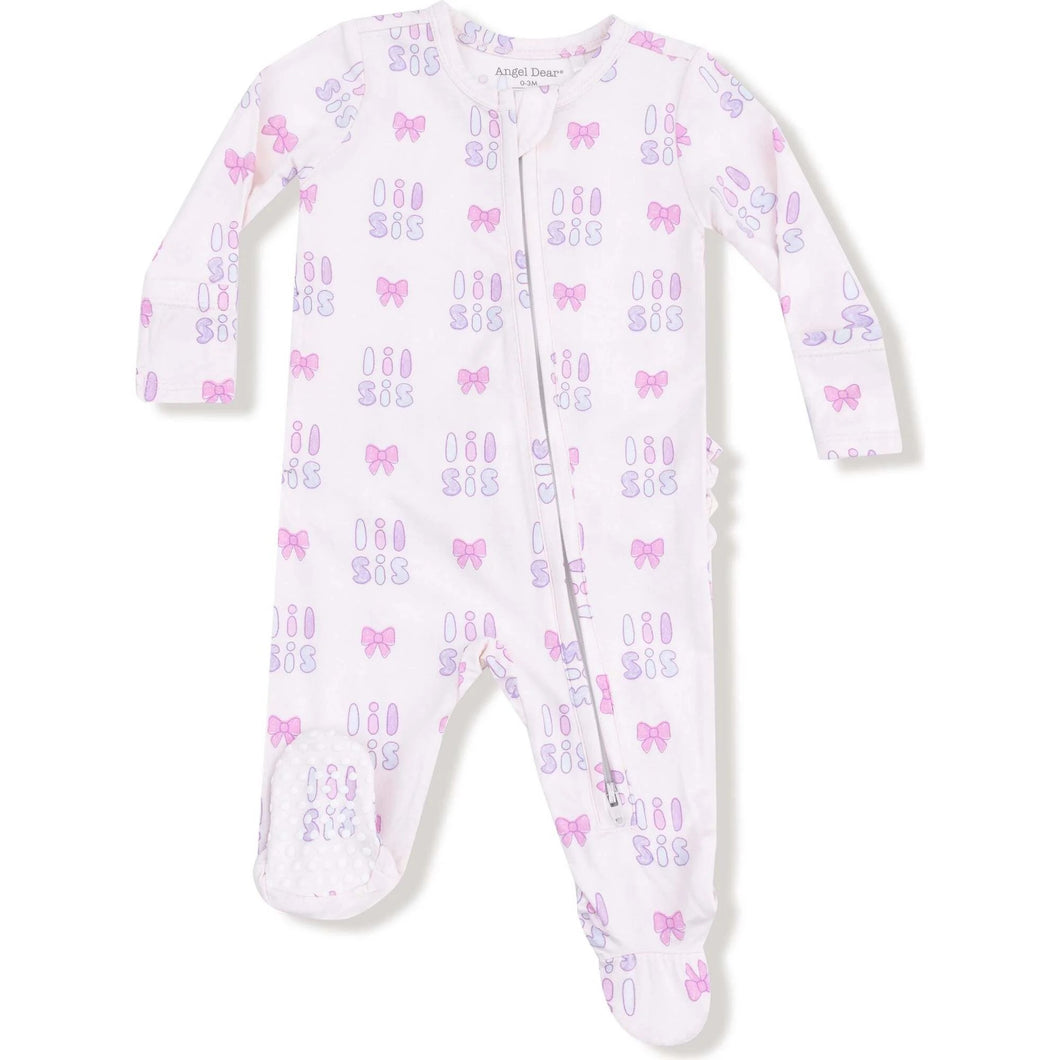 Lil Sis 2 Way Zipper Ruffle Back Footie