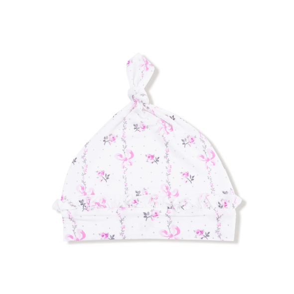 Dainty Buds and Bows Stripe Ruffle Knot Hat