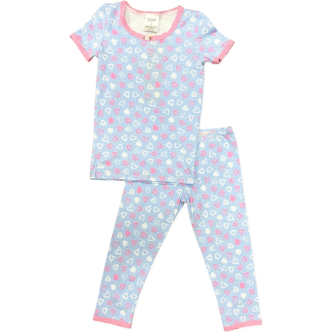 Denim Hearts S/S Top and Legging Pajamas
