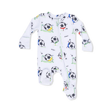 Load image into Gallery viewer, Soccer Balls Playing Soccer 2 Way Zipper Footie
