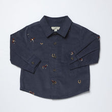 Load image into Gallery viewer, Navy Horse Embroidery Jack Shirt
