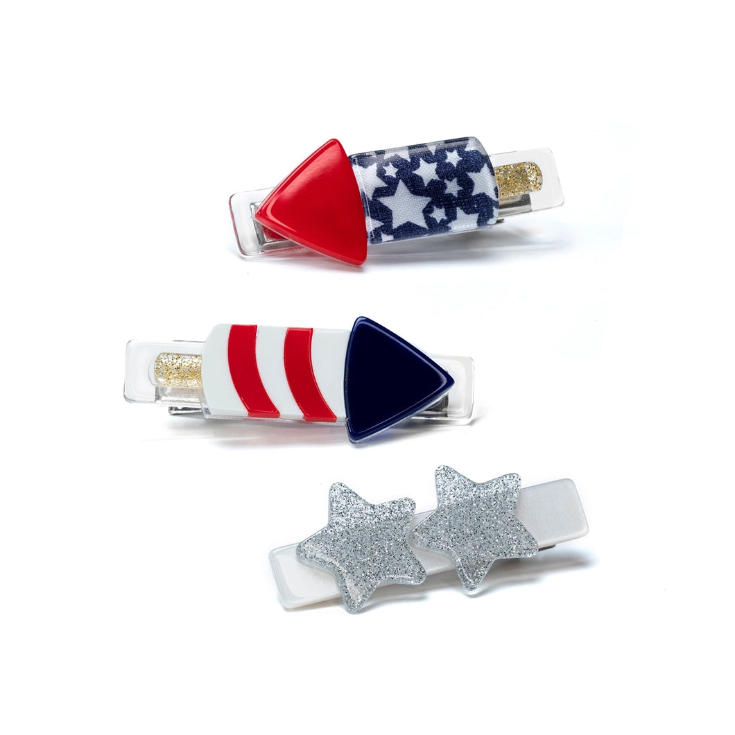 Fireworks Red and Blue Alligator Clips