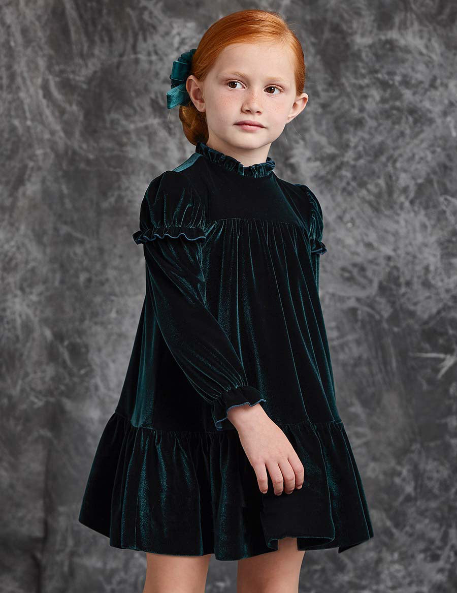 bottle green velvet dress – Picnic Brooklyn Size:6/7 Years womens_small This is a measurement Whitney Silk Silver Blue