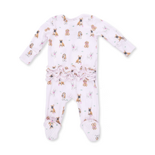 Load image into Gallery viewer, Bestie Dogs Pink Ruffle Back Zipper Footie
