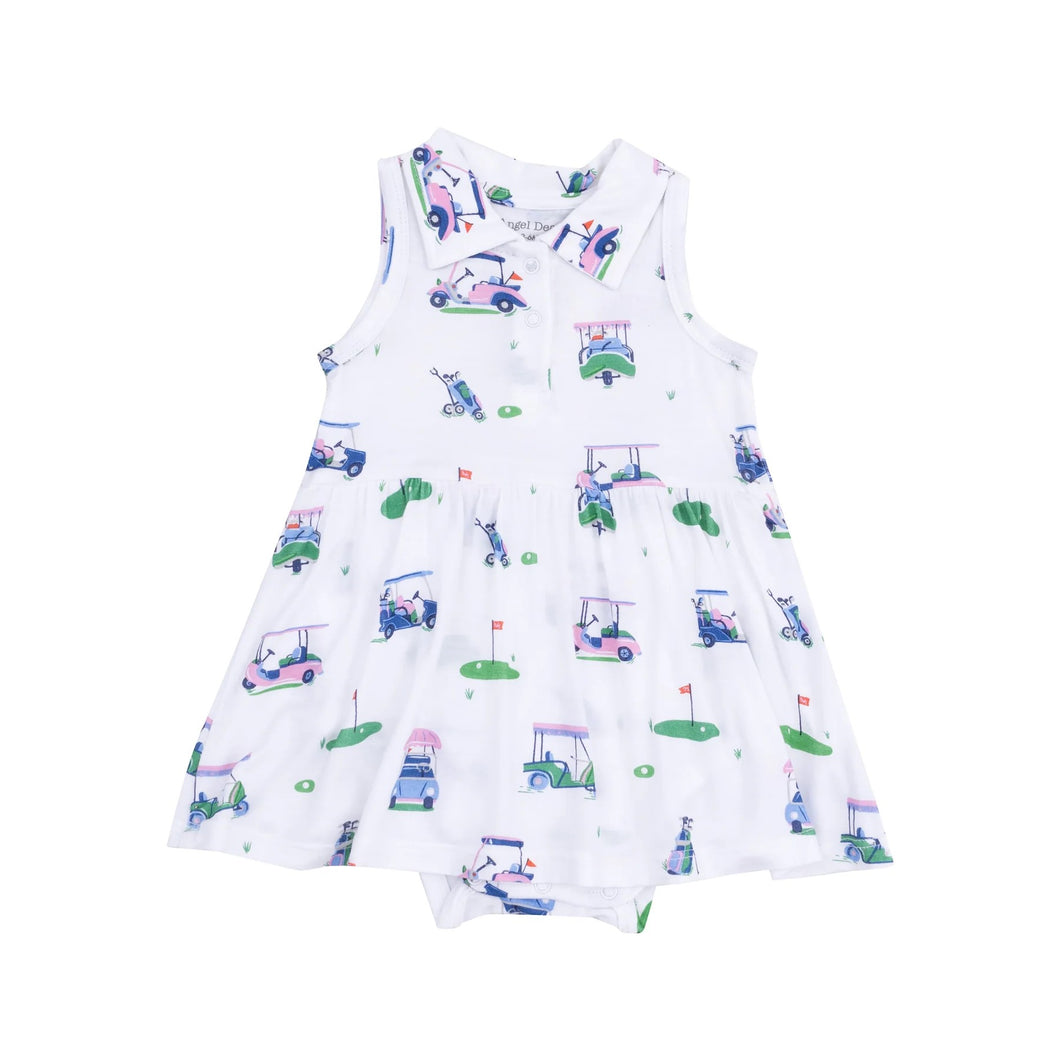 Vintage Golf Carts - Pink Polo Collar Bodysuit Dress