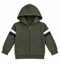 Load image into Gallery viewer, Olive Striped Zip Hoodie and Jogger Set
