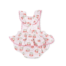 Load image into Gallery viewer, Sweet Strawberries Ric Rac Ruffle Sunsuit
