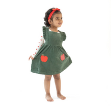 Load image into Gallery viewer, Apple Applique Dark Ivy Pinafore Dress
