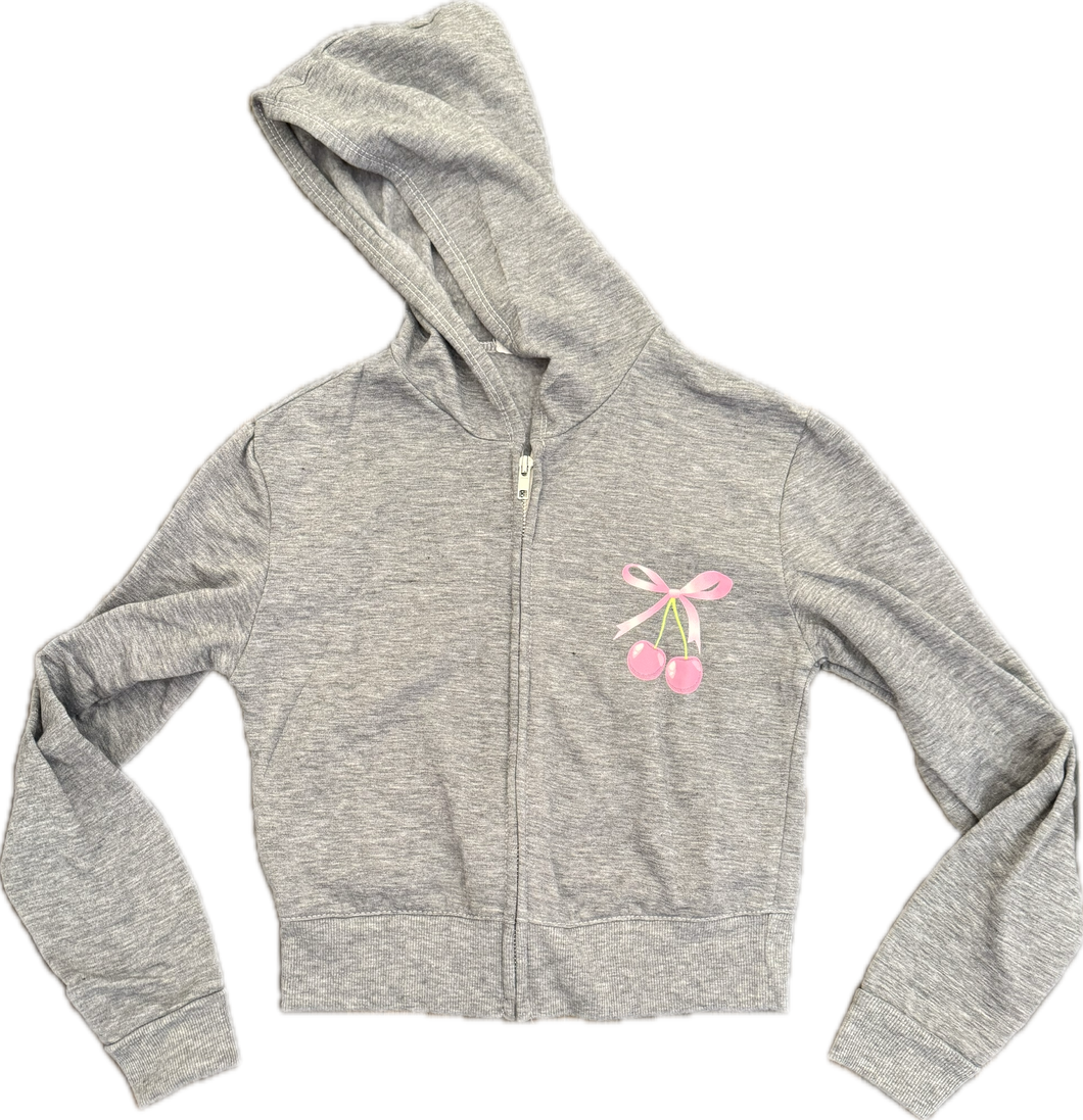 Cherries Heather Grey Zip Hoodie