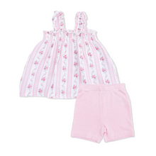 Load image into Gallery viewer, Winding Roses Stripe Ruffle Top and Short
