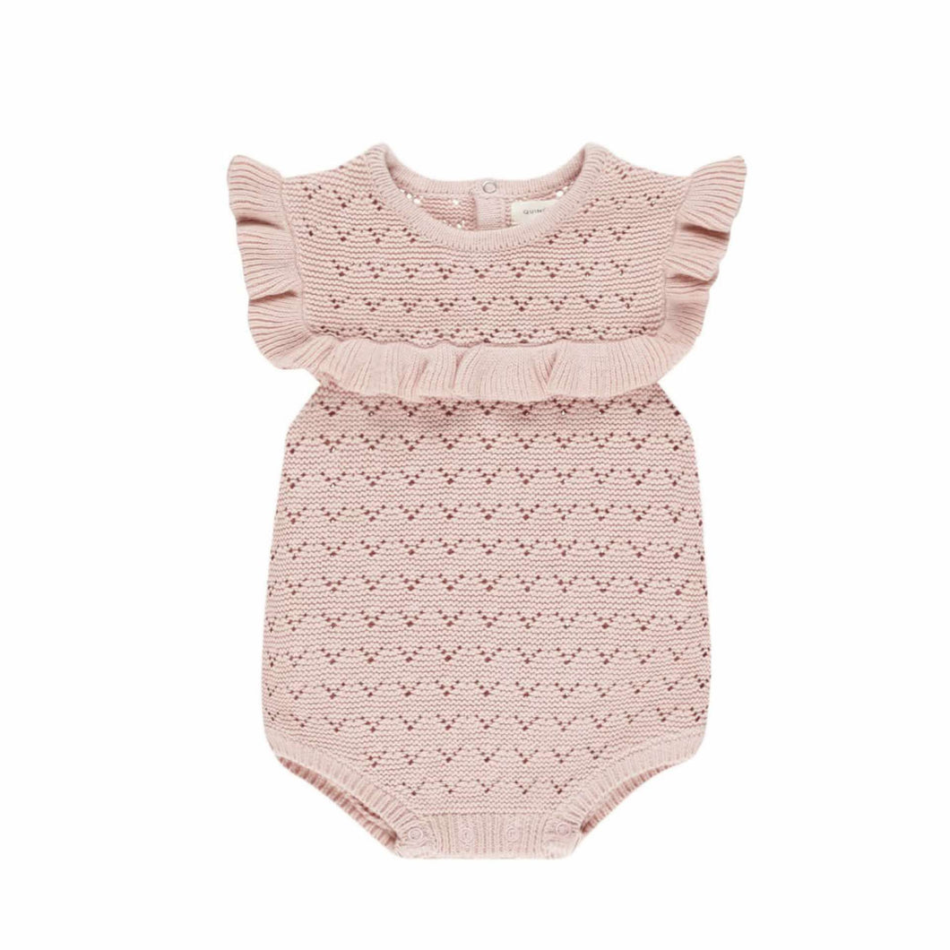 Bubblegum Pointelle Ruffle Romper