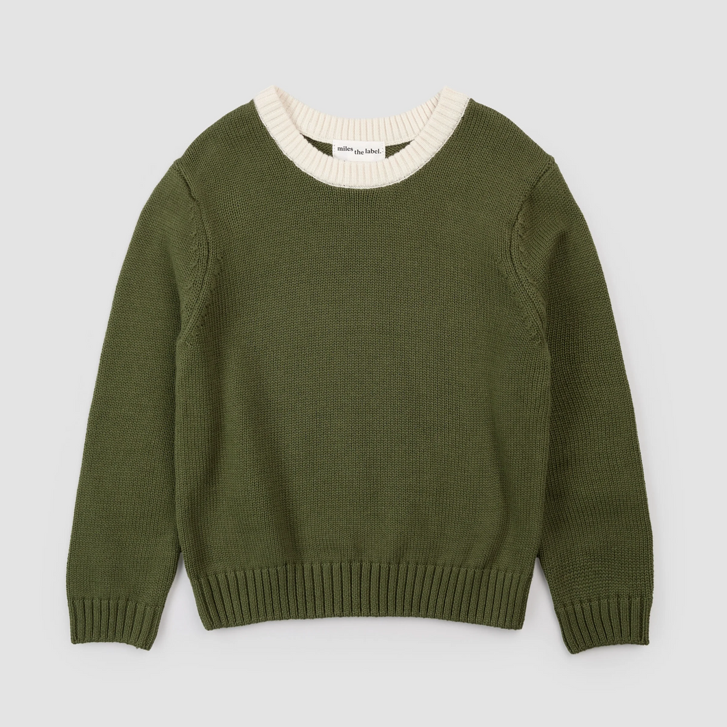 Elbow Patch Dusty Green Knit Sweatshirt