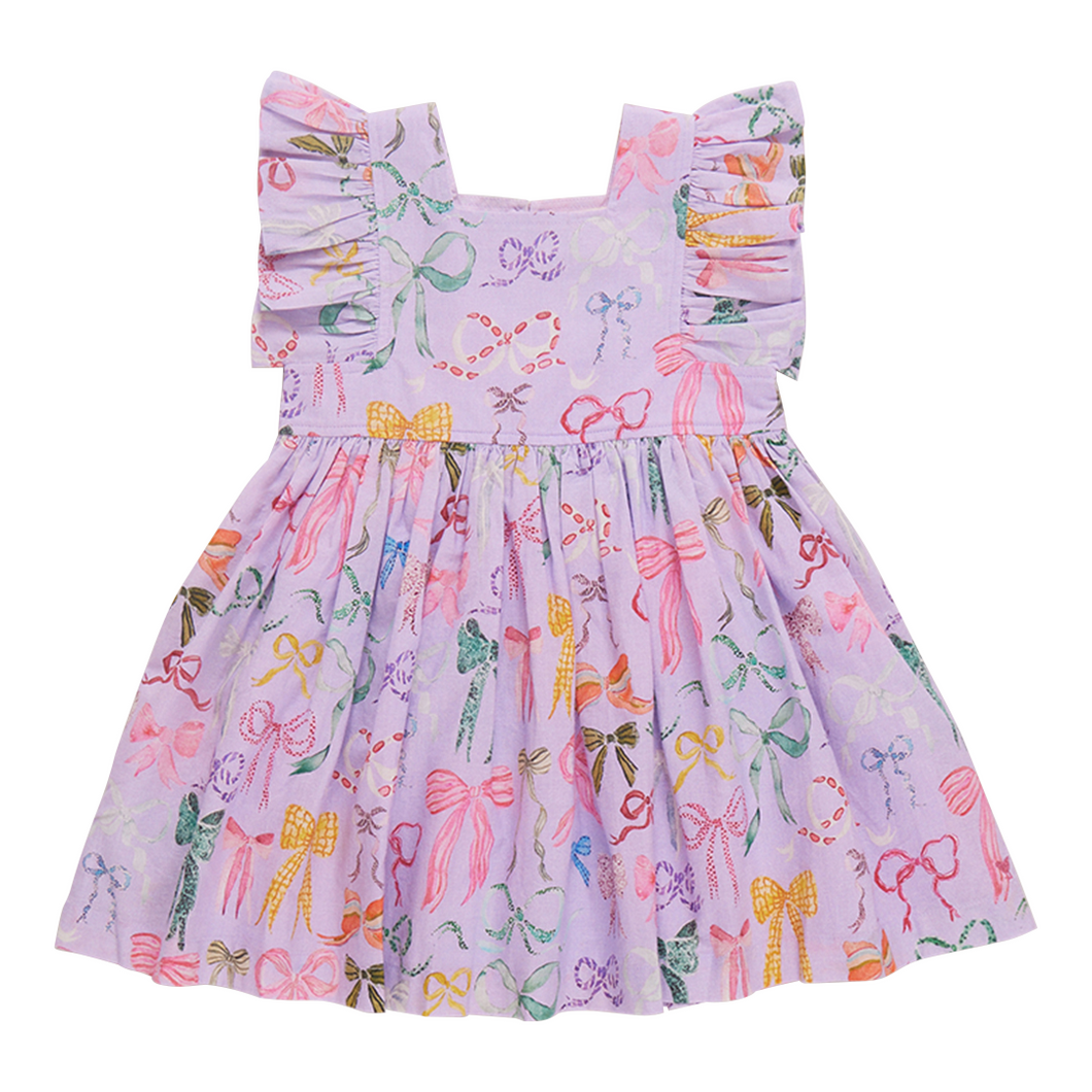 Elsie Dress - Lavender Watercolor Bows
