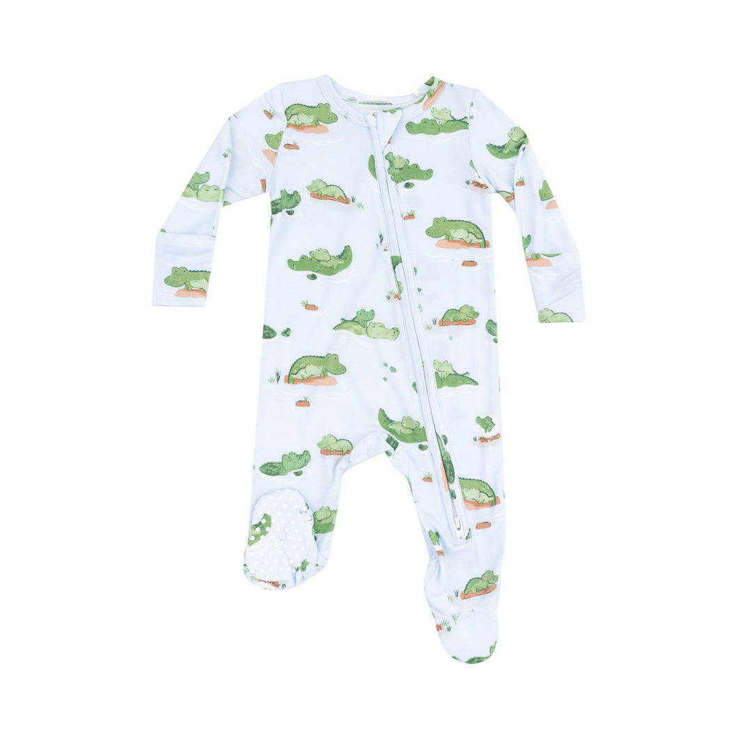 Alligator Blue 2 Way Zipper Romper