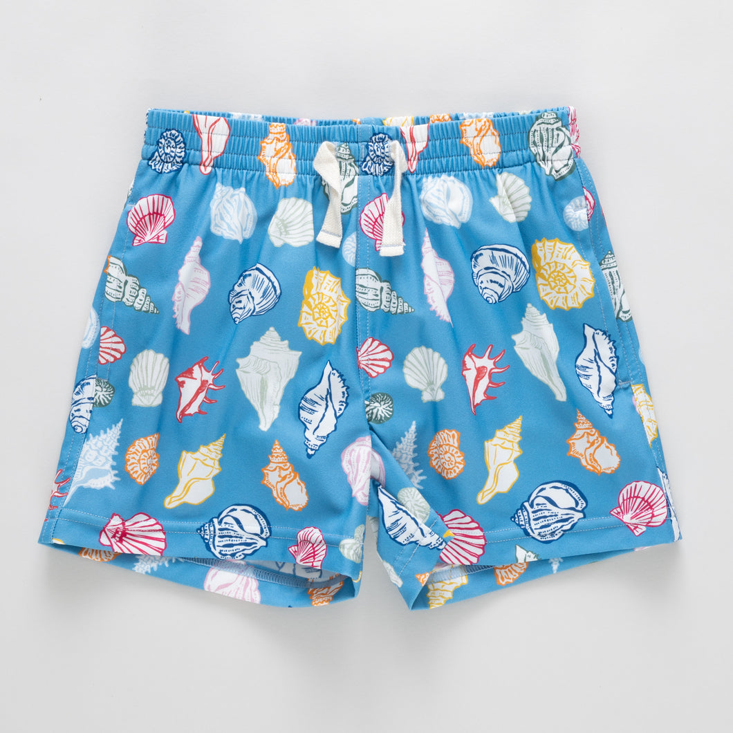Blue Seashells Boys Swim Trunks