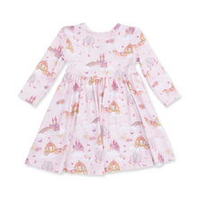 Load image into Gallery viewer, Princess Unicorns and Castle Twirly LS Dress with Bike Short
