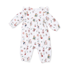 Load image into Gallery viewer, Winter Sports Dogs - Pink Ruffle Sleeve Snap Romper
