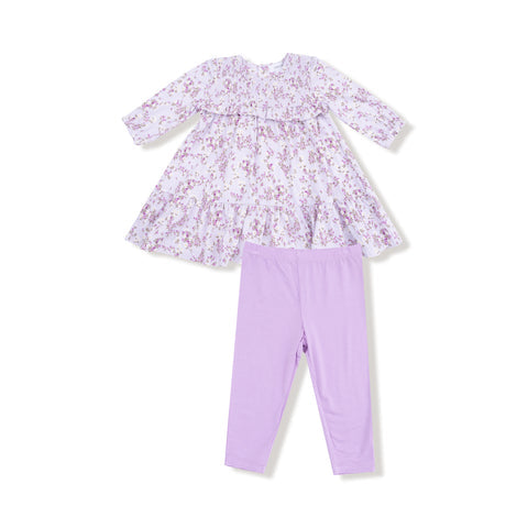 Sweet Dream Florals Smocked Tiered Dress & Legging