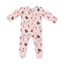 Load image into Gallery viewer, Christmas Dogs Ruffle Back Zipper Footie
