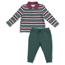 Load image into Gallery viewer, Rugby Stripe Green LS Polo and Jogger
