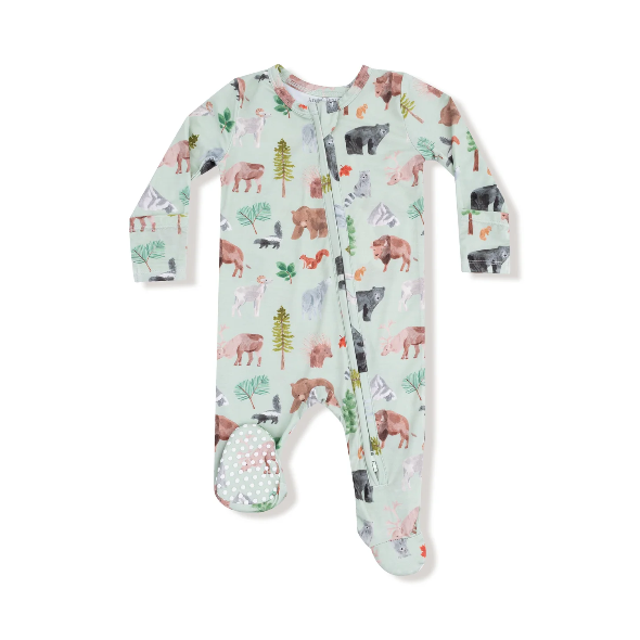 American Woodland Animals 2 Way Zipper Footie