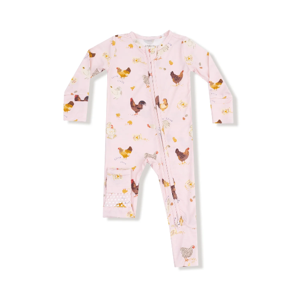 Collector Chickens Pink 2 Way Ruffle Zipper Footie