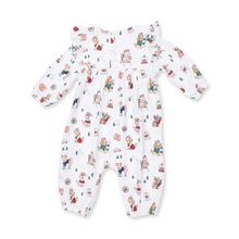Load image into Gallery viewer, Winter Sports Dogs - Pink Ruffle Sleeve Snap Romper
