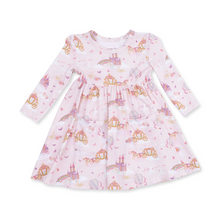 Load image into Gallery viewer, Princess Unicorns and Castle Twirly LS Dress with Bike Short
