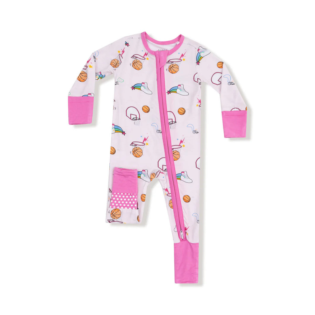 Basketball Pink 2 Way Zipper Romper