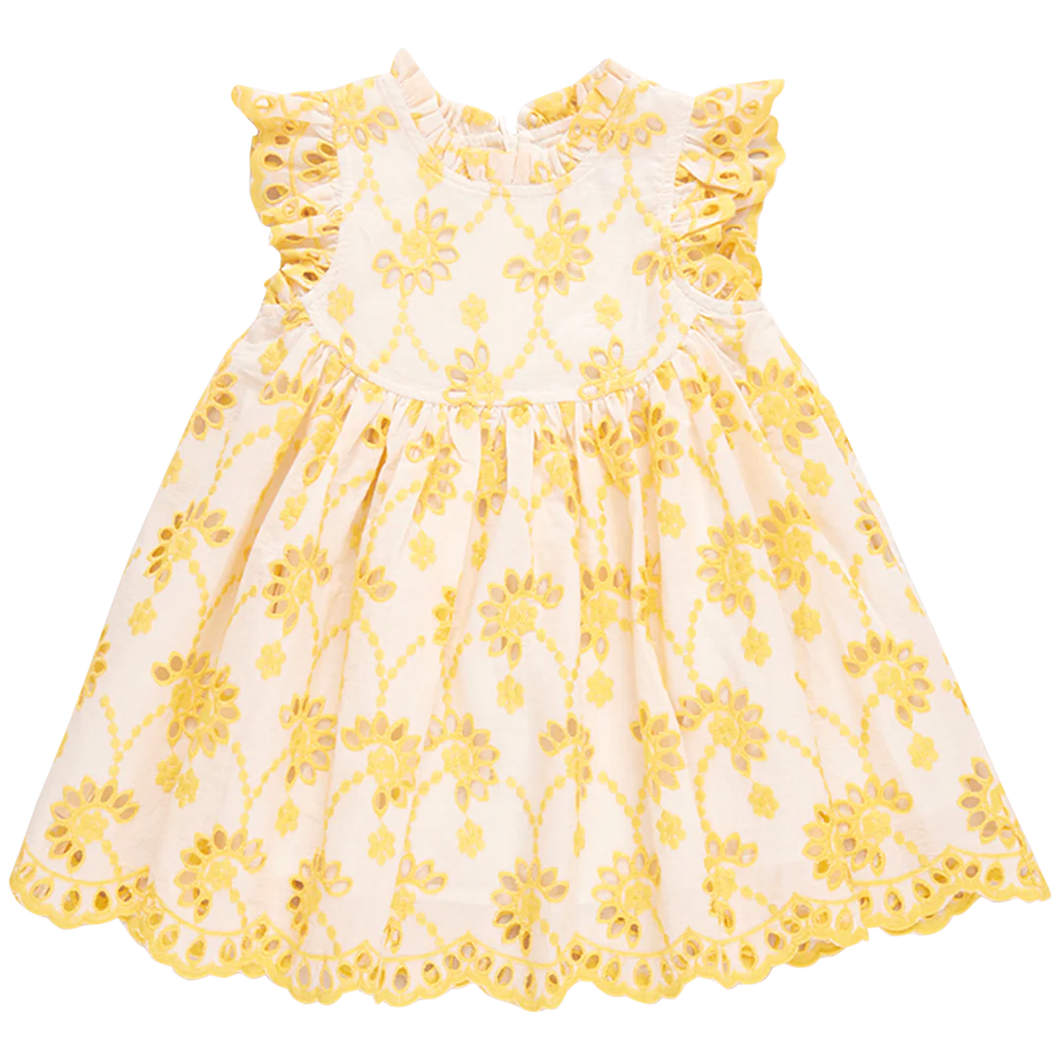 Bright Yellow Eyelet Cynthia Dress