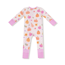 Load image into Gallery viewer, Autumn Pumpkins Pink 2 Way Zipper Romper
