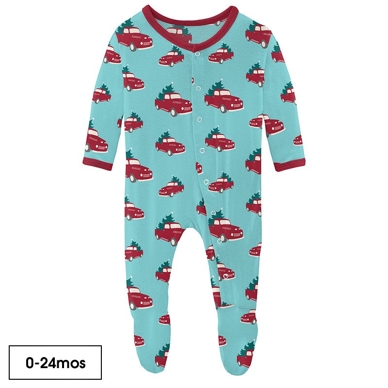 Trees and Trucks Zipper Footie