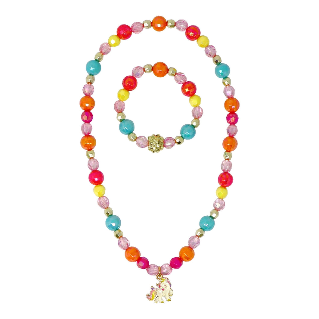 Rainbow Unicorn Charm Bracelet and Necklace Set