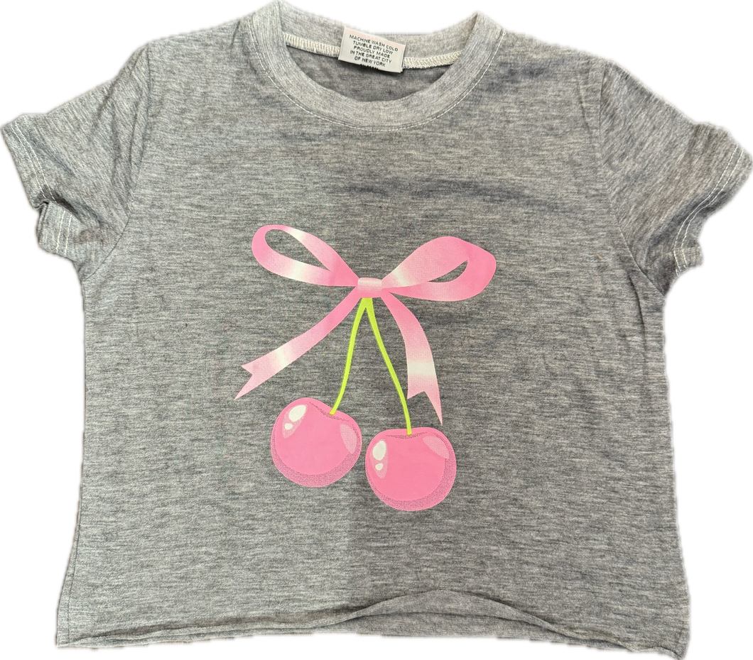 Cherries Heather Grey Tee