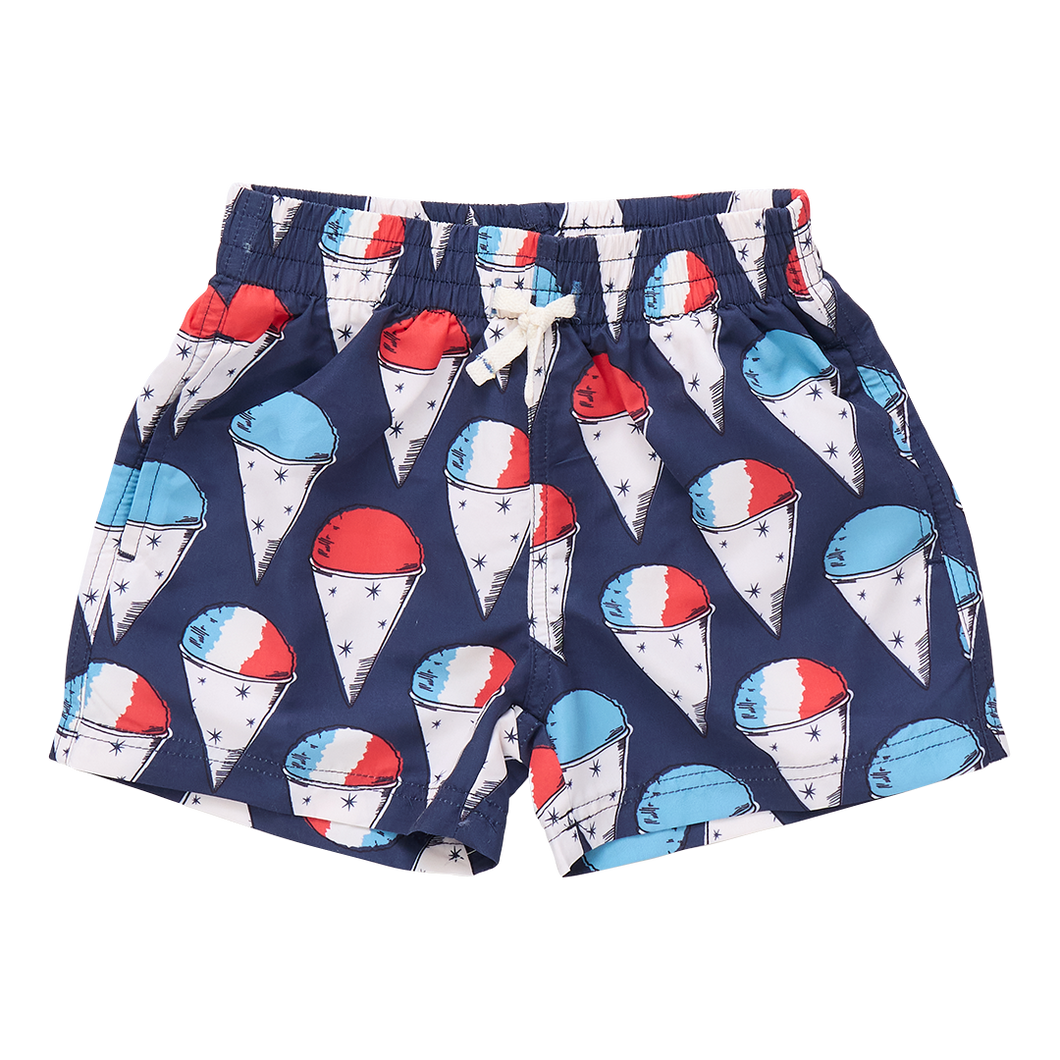 Navy Snow Cones Boys Swim Trunks