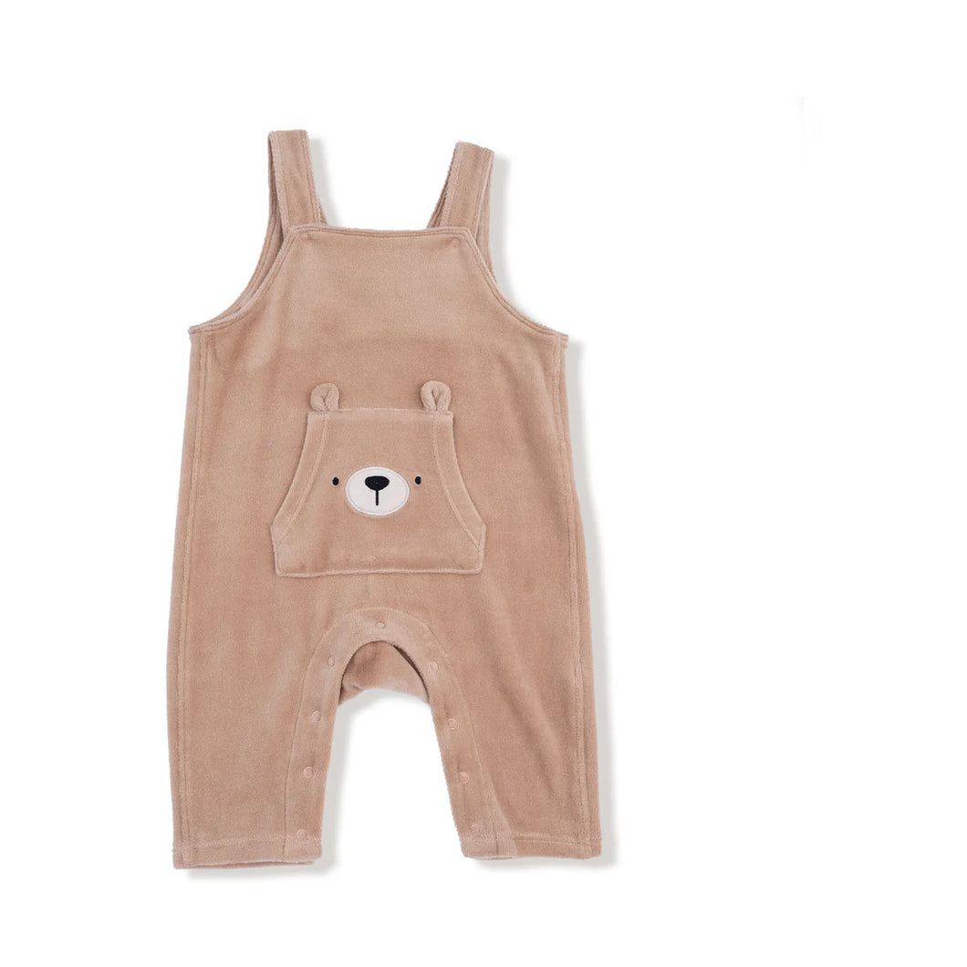 Velour Teddy Bear Overalls