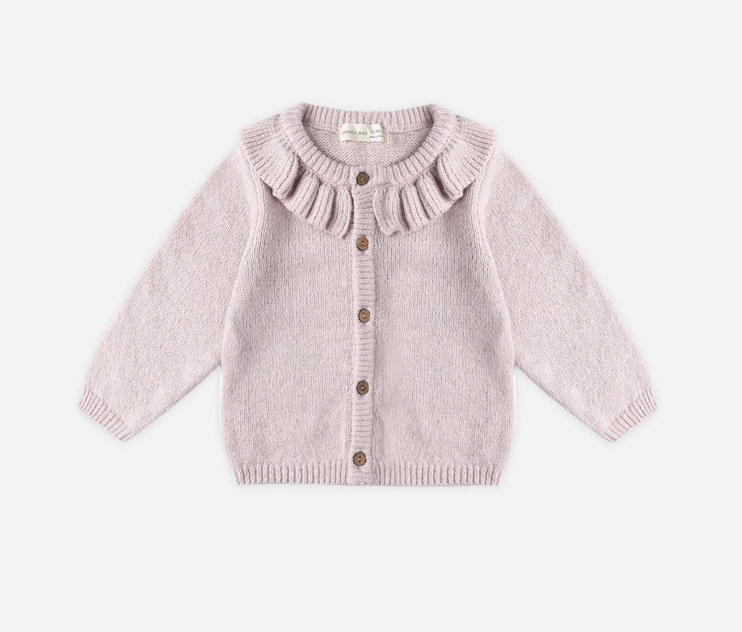 Lilac Ruffle Collar Cardigan