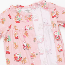 Load image into Gallery viewer, Vintage Santa Pink Ruffle Collar Romper
